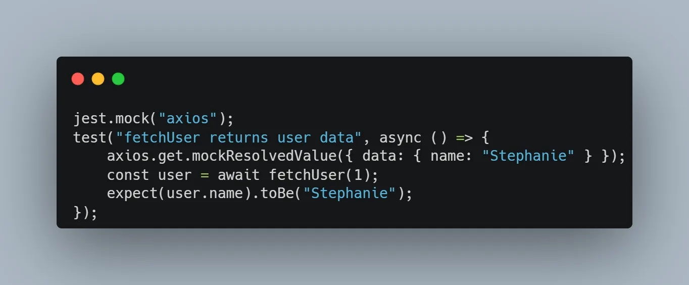 Jest mock simulating an external user data API.