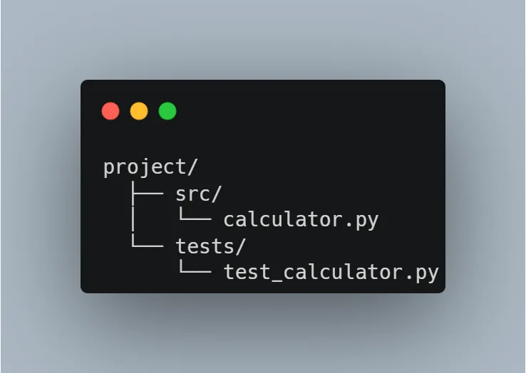 Project structure separating source code and test files.
