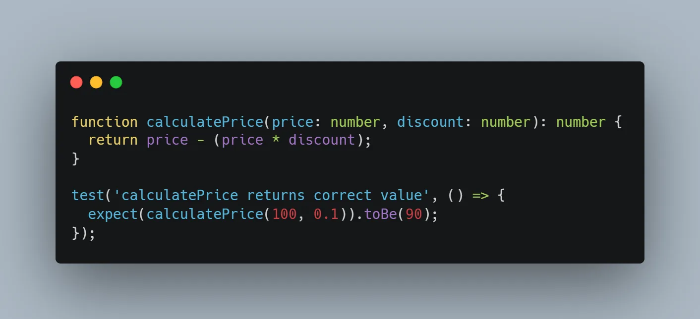 TypeScript function applying a percentage discount.