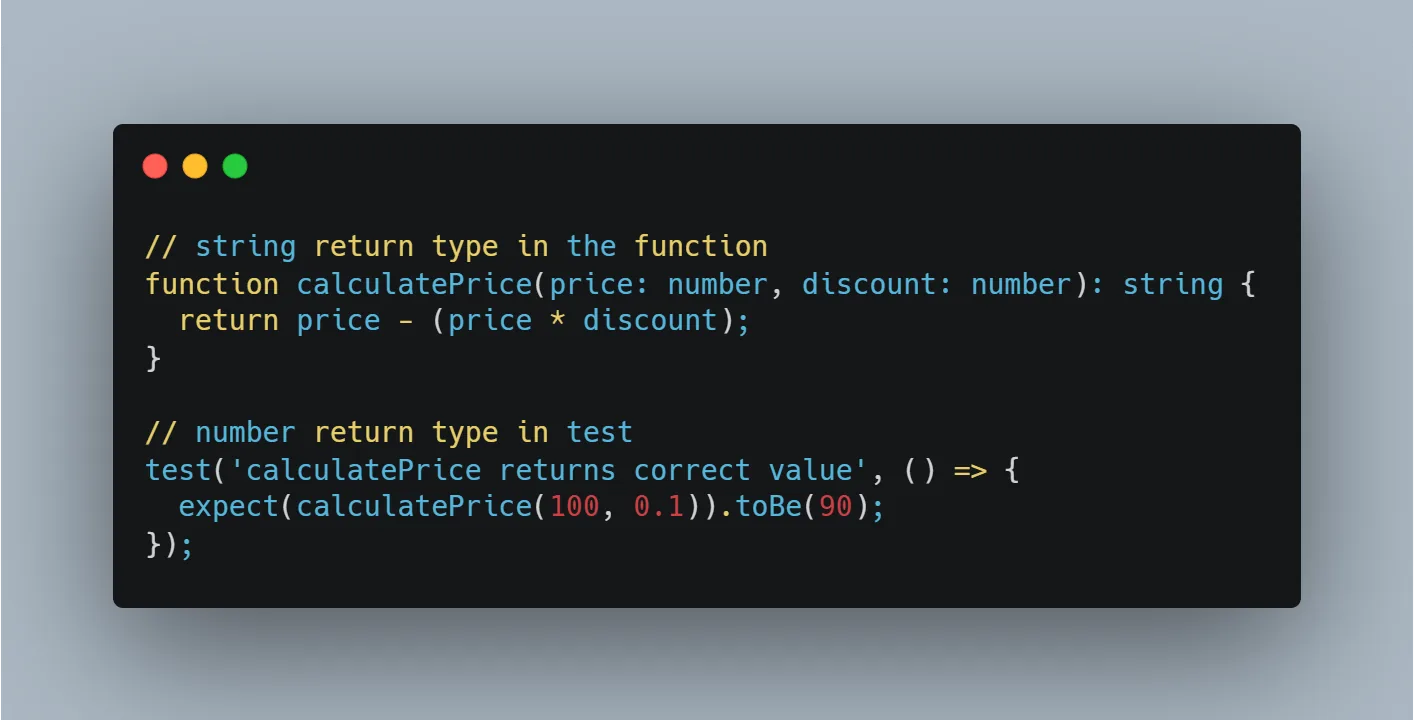 TypeScript function with an explicit return type for test validation.