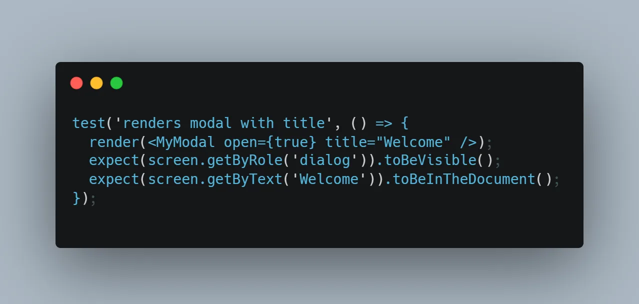 Assertive test checking visible user interface behavior.