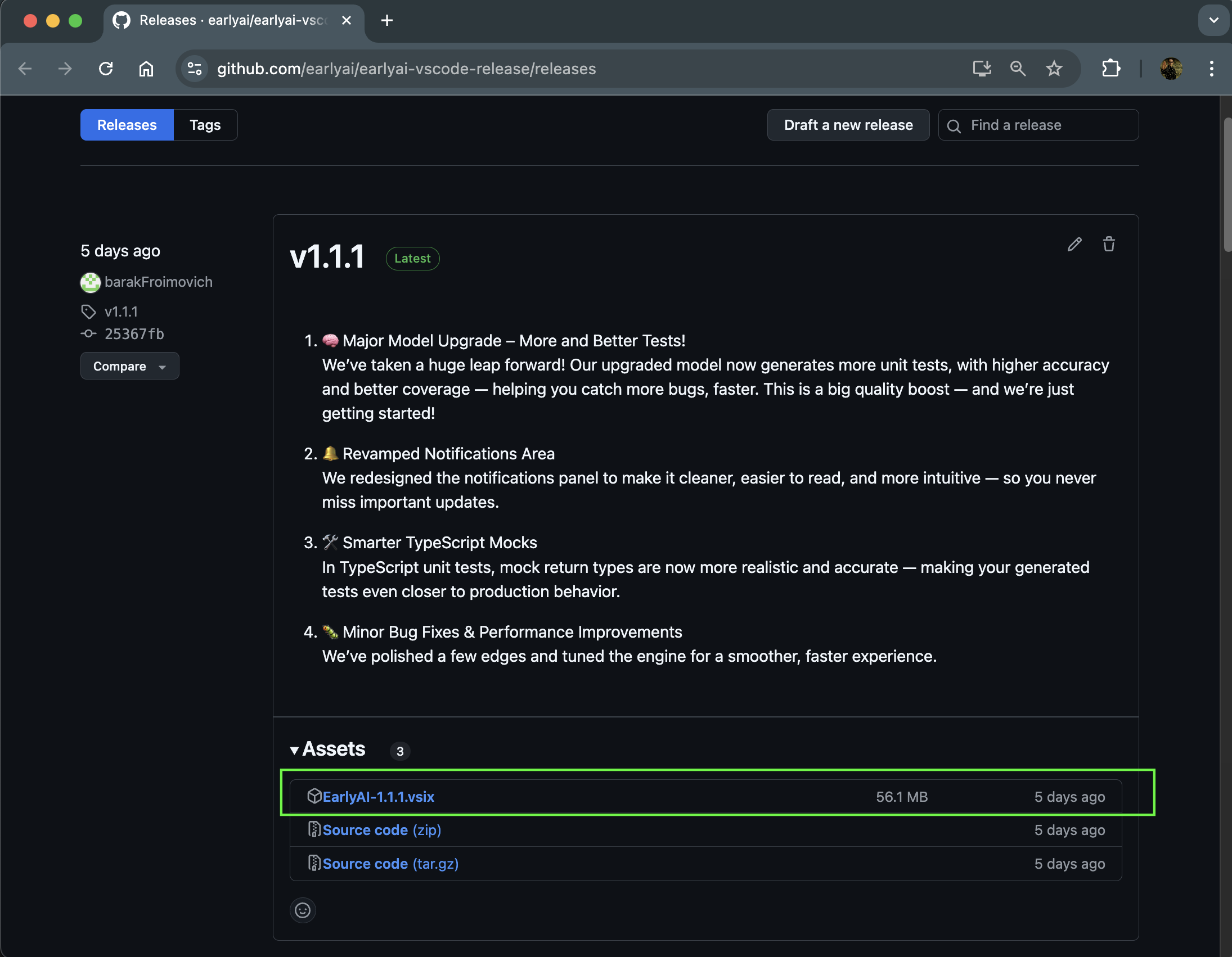 VSIX file in GitHub Release